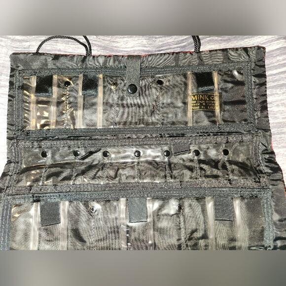 Vintage Mink Co. Red Floral Roll Up Jewelry Organizer Travel - Picture 5 of 14